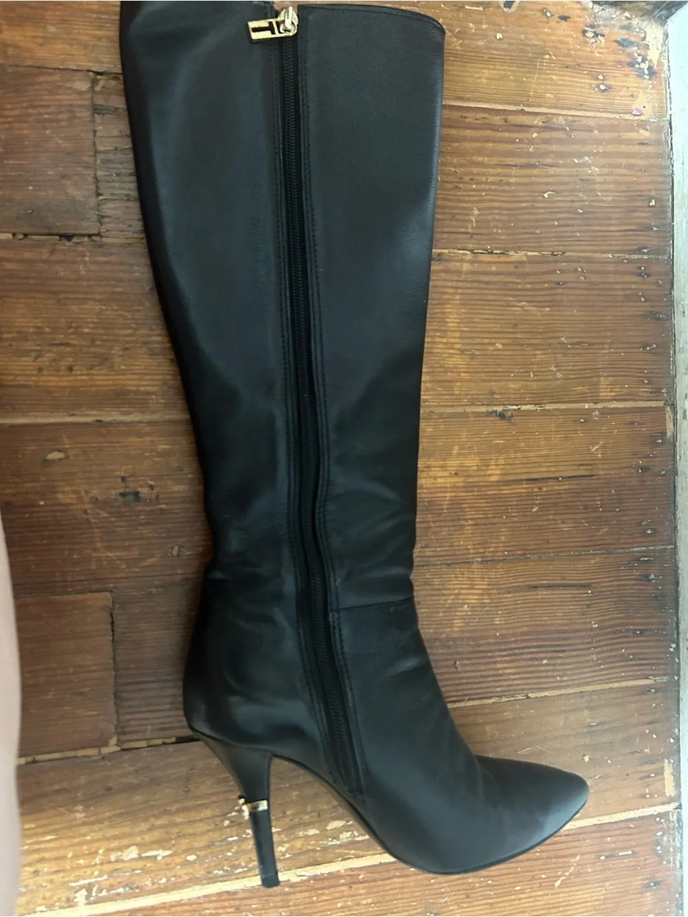 Tory Burch Black Leather Over-the-Knee Pointed Boots